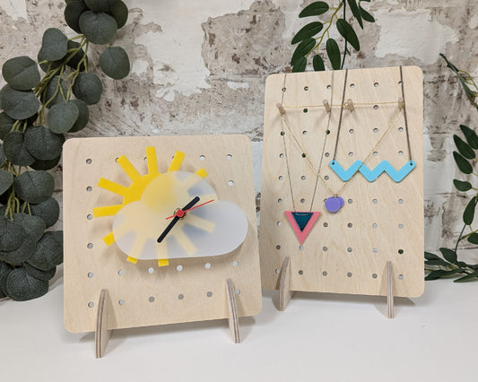 Small Wooden Pegboard - Multiple Sizes - Birch Plywood - Versatile and Stylish Display Solution
