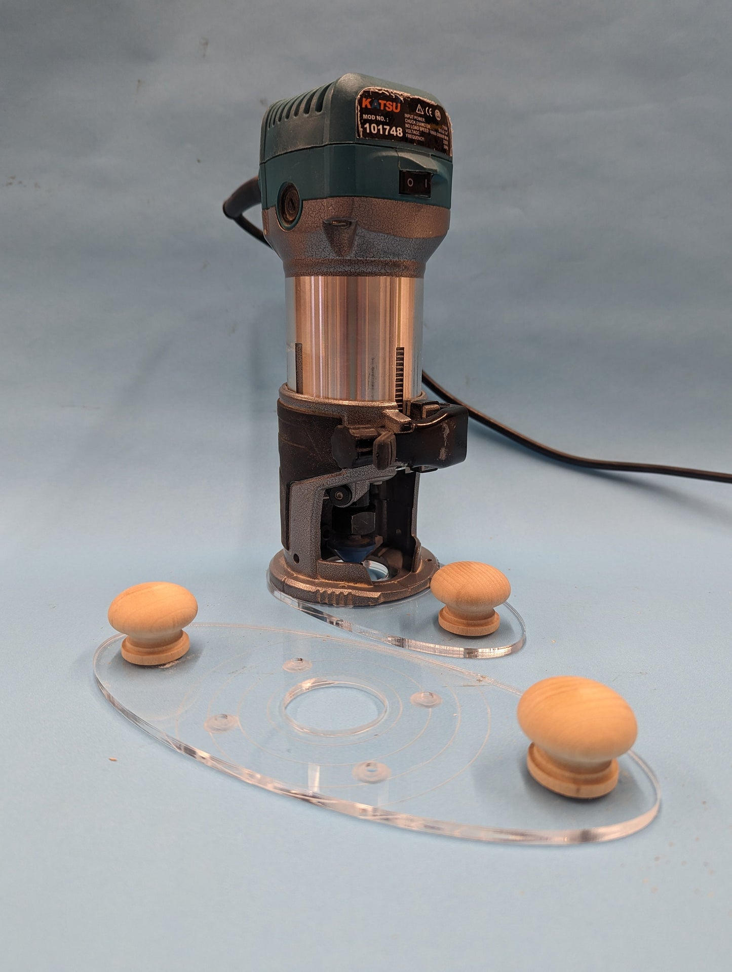 Makita Dewalt Katsu Router Single Handle Base - Clear Acrylic
