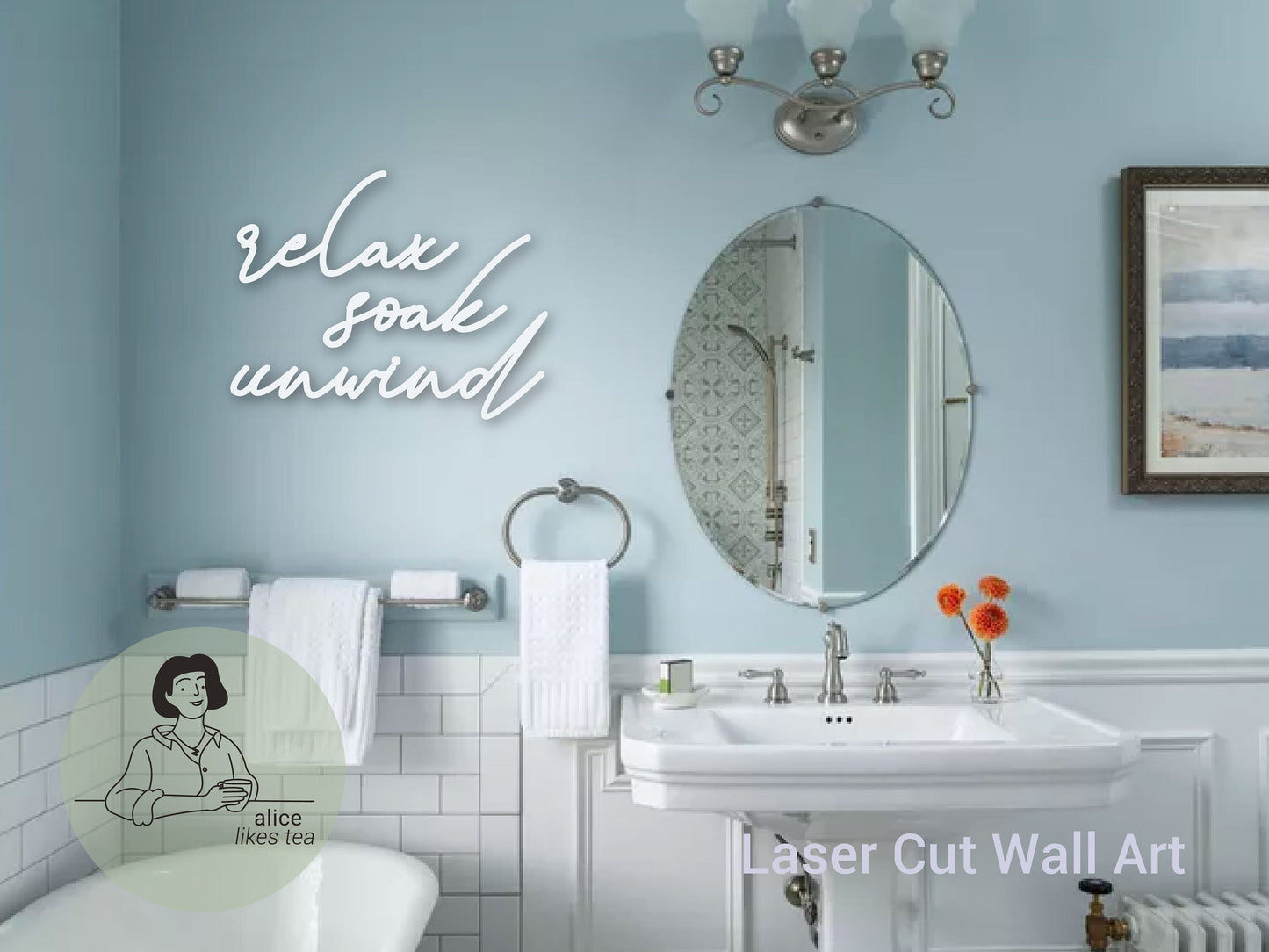 relax soak unwind - Wooden Word Art - Calligraphy - Perfect Gift - Bathroom Decor