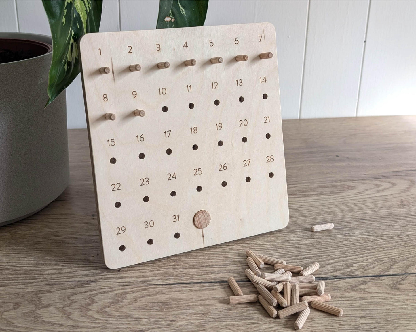 31 Day or Year Habit Tracker – Free Standing Wooden Self Care & Wellness Board – Reusable Mindful Daily Routine - Writeable Simple Design