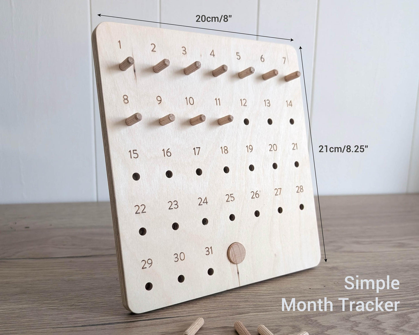 31 Day or Year Habit Tracker – Free Standing Wooden Self Care & Wellness Board – Reusable Mindful Daily Routine - Writeable Simple Design