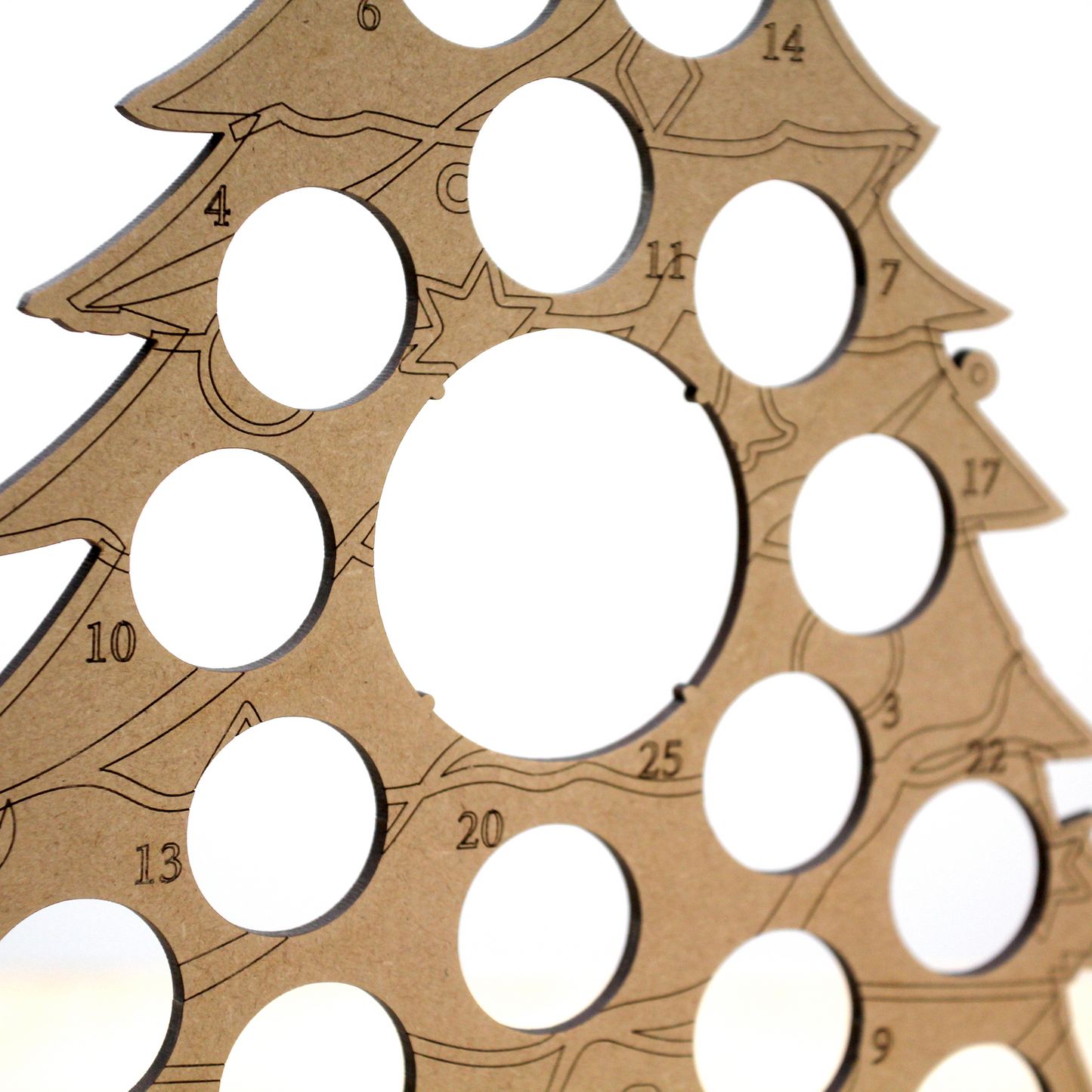 Laser engraving detail of MDF advent calendar