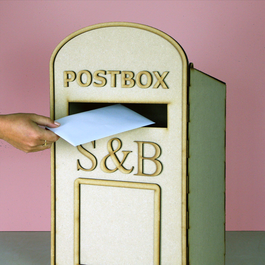 MDF postbox on pink background