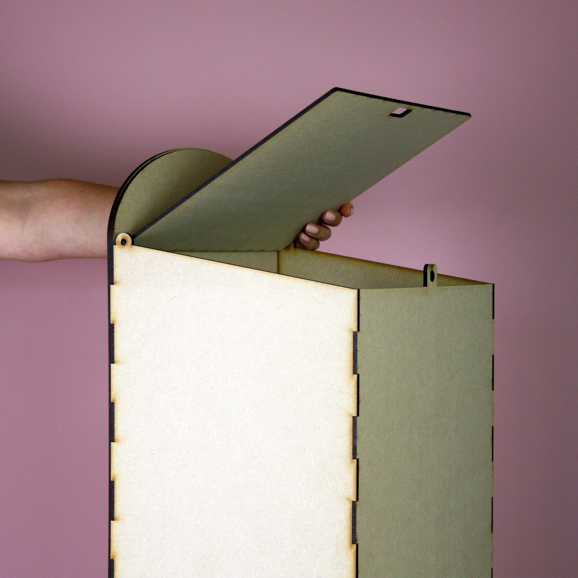 MDF postbox on pink background