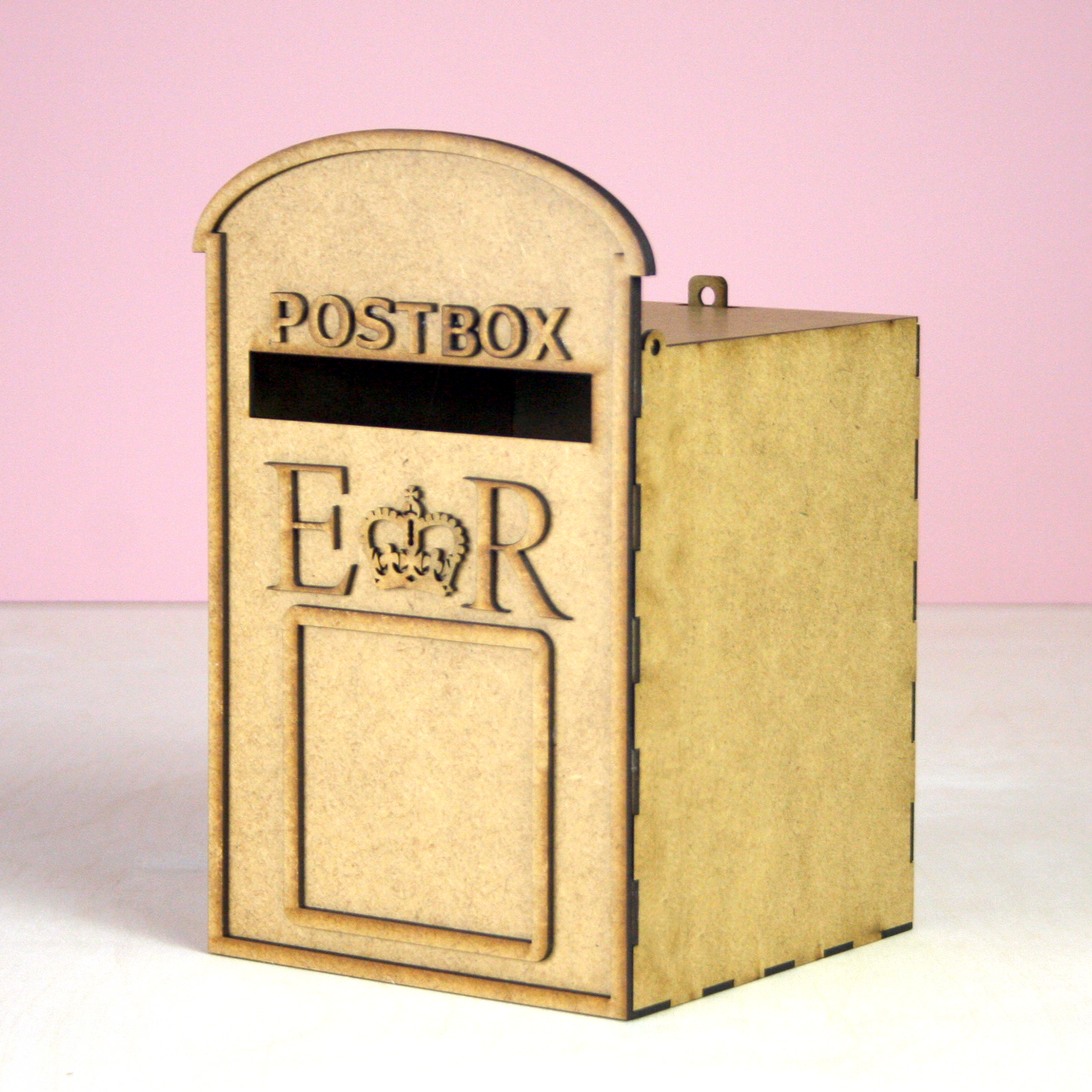 MDF postbox on pink background