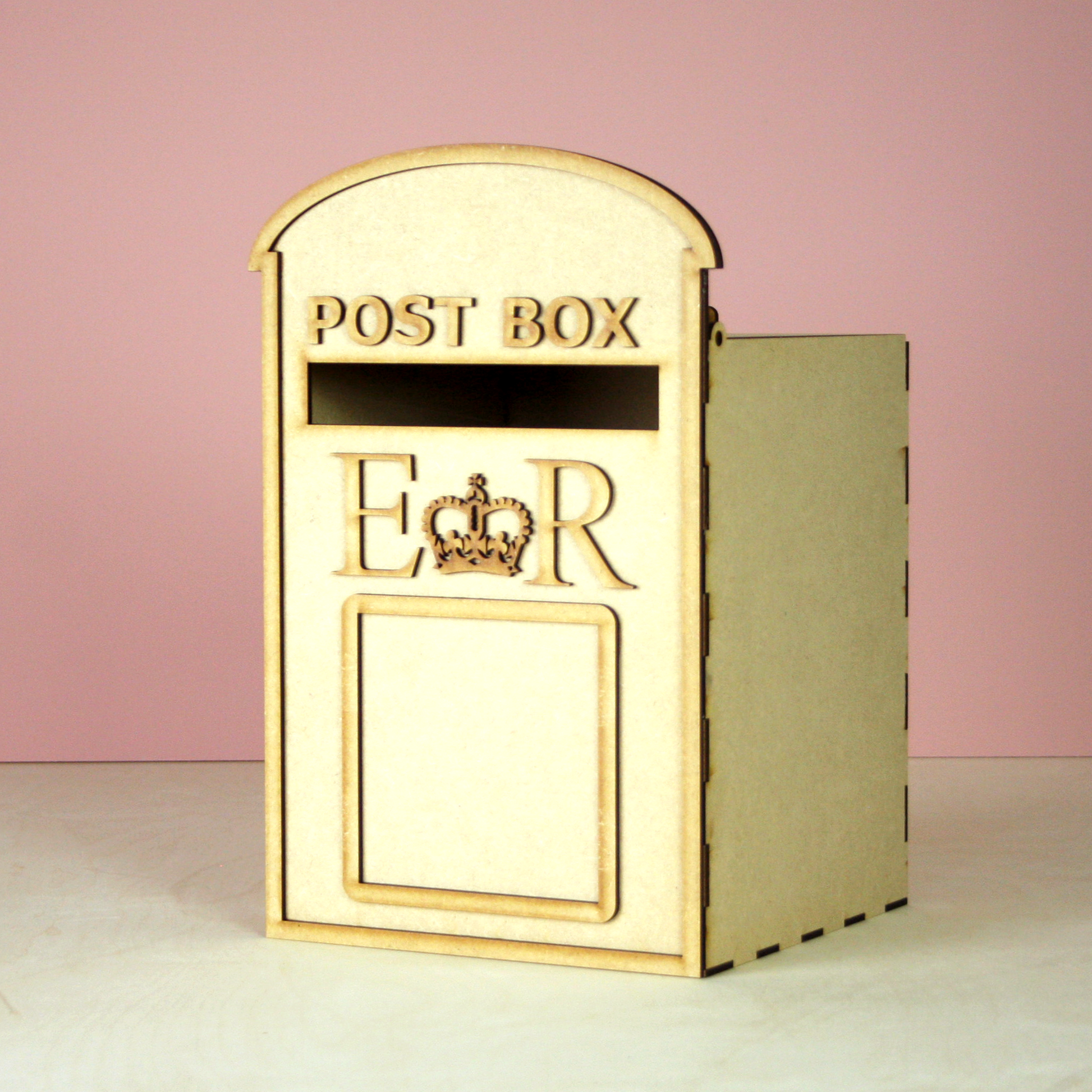 MDF postbox on pink background