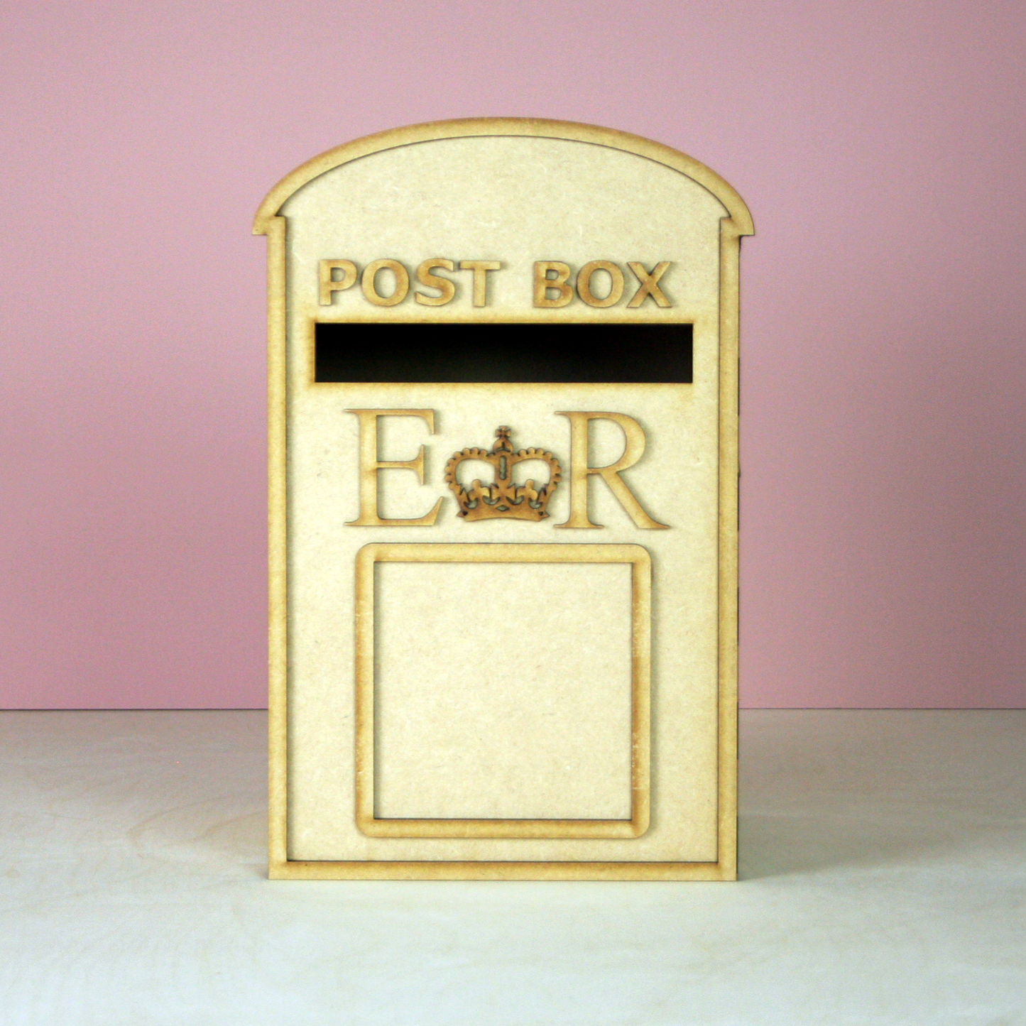 MDF postbox on pink background