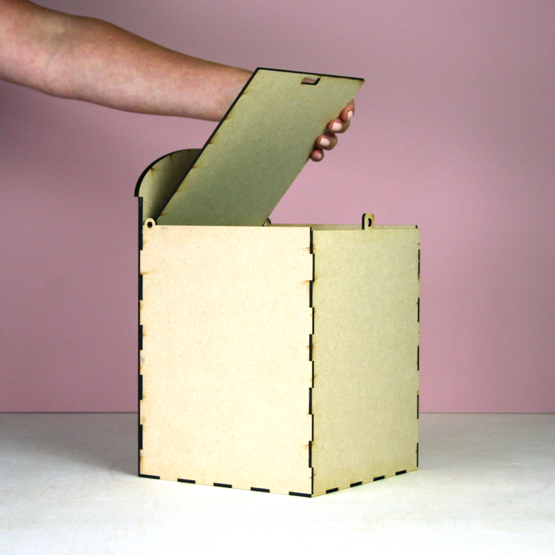 MDF postbox on pink background