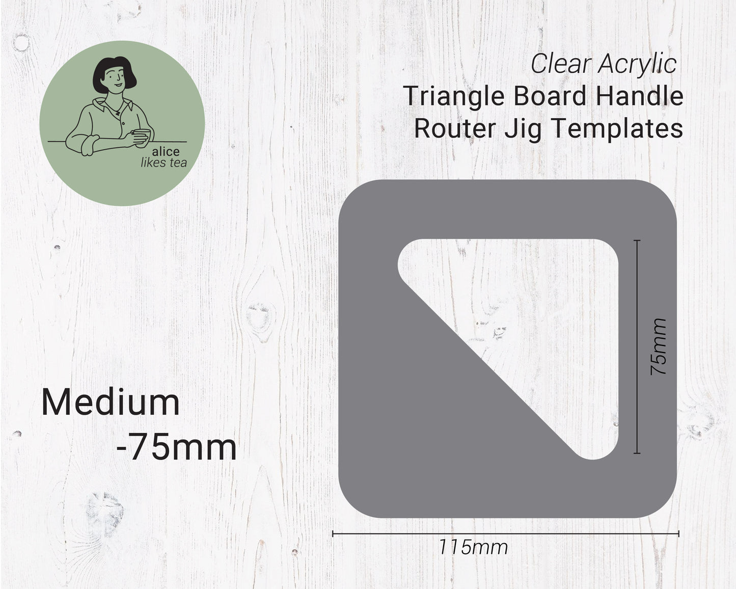 Acrylic Cutting Board Triangle Corners Router Jig - Clear Acrylic - Reusable - 3 sizes