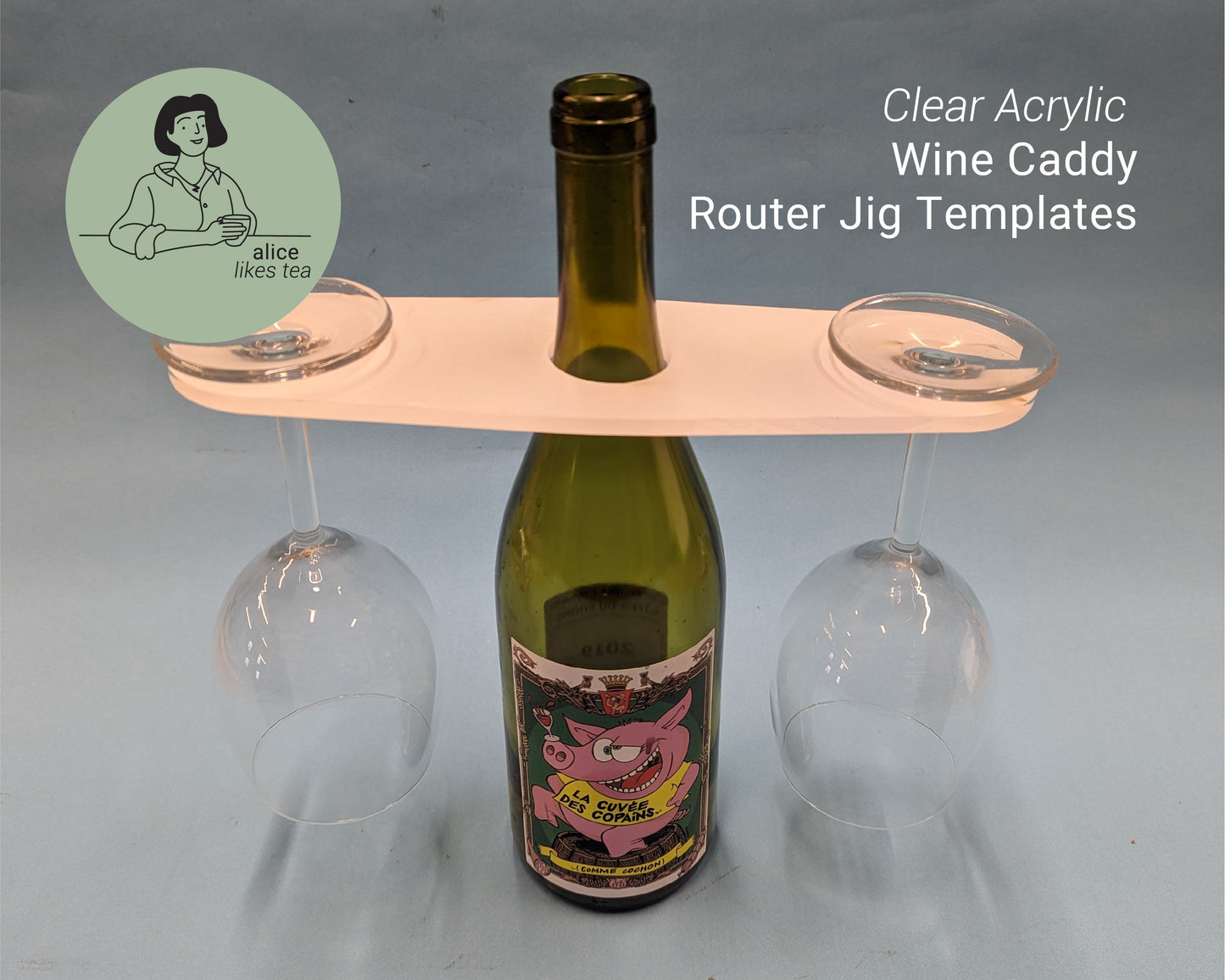 Acrylic Wine Caddy Router Jig - Clear Acrylic - Reusable