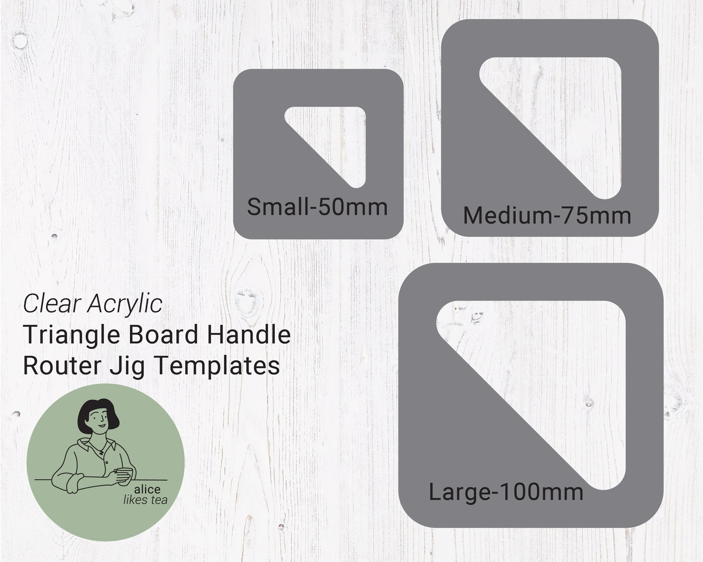 Acrylic Cutting Board Triangle Corners Router Jig - Clear Acrylic - Reusable - 3 sizes