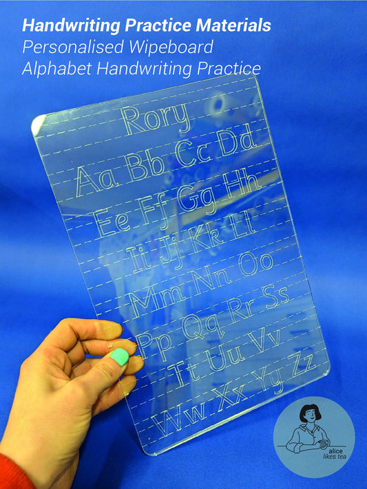 Personalised Wipeboard Alphabet Handwriting Tracing Practice Board - Helps Develop Fine Motor Skills and Hand-Eye Coordination - Dry-Erase