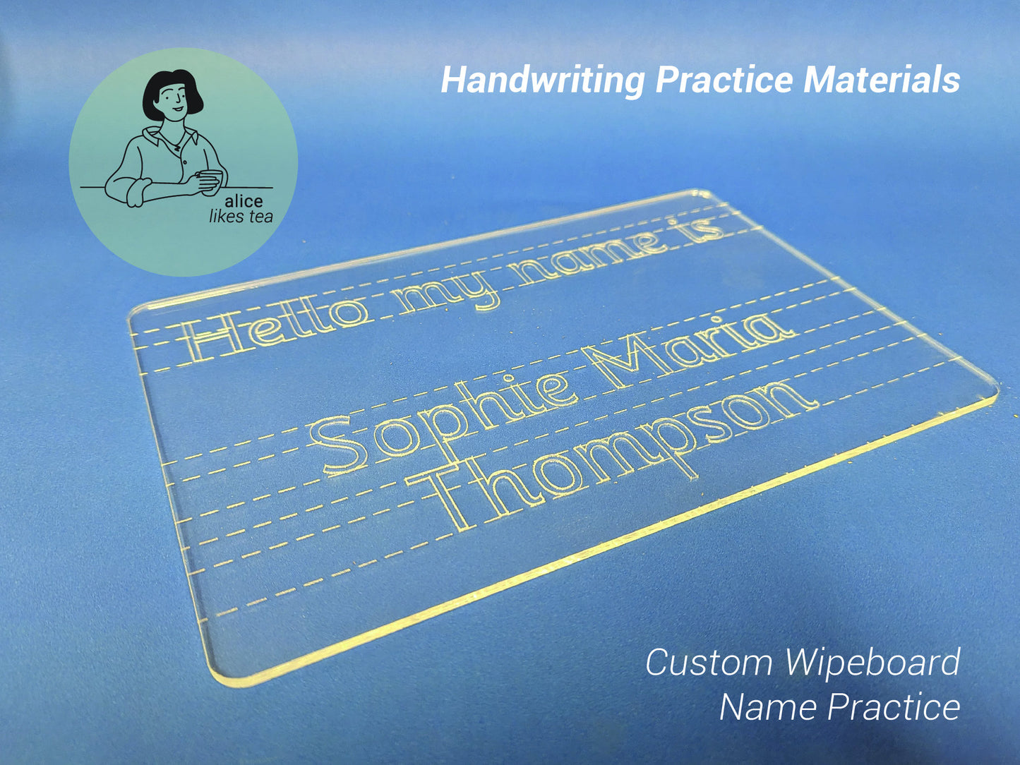 Personalised Wipeboard Name Handwriting Tracing Practice Board - Helps Develop Fine Motor Skills and Hand-Eye Coordination - Dry-Erase