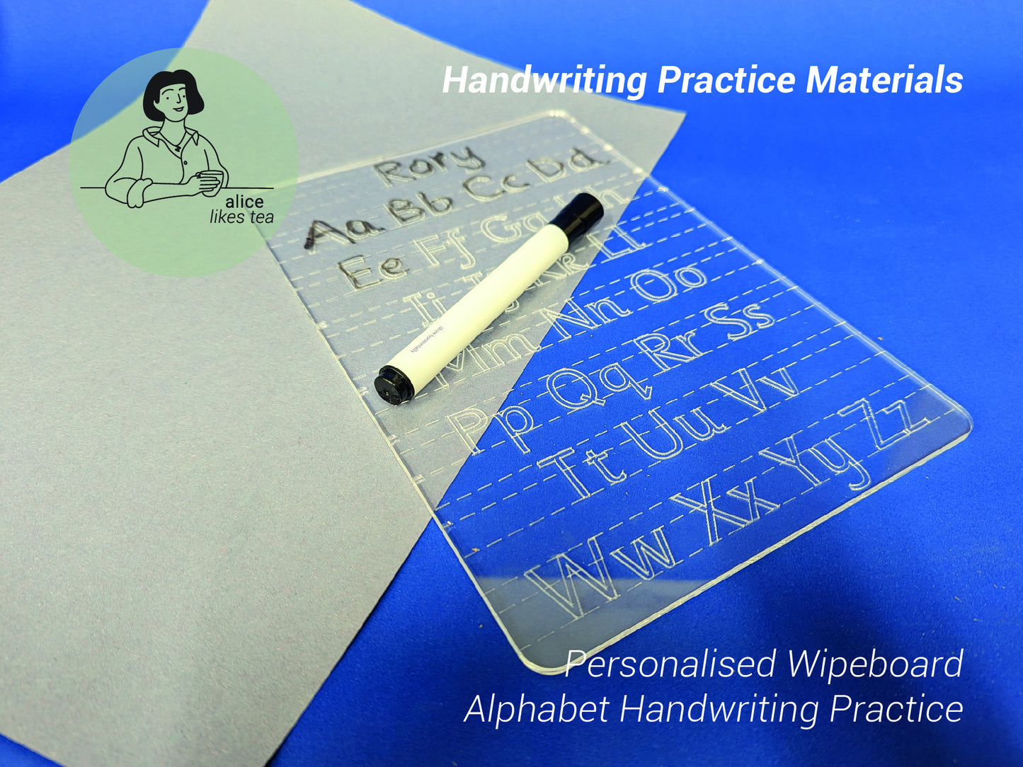 Personalised Wipeboard Alphabet Handwriting Tracing Practice Board - Helps Develop Fine Motor Skills and Hand-Eye Coordination - Dry-Erase