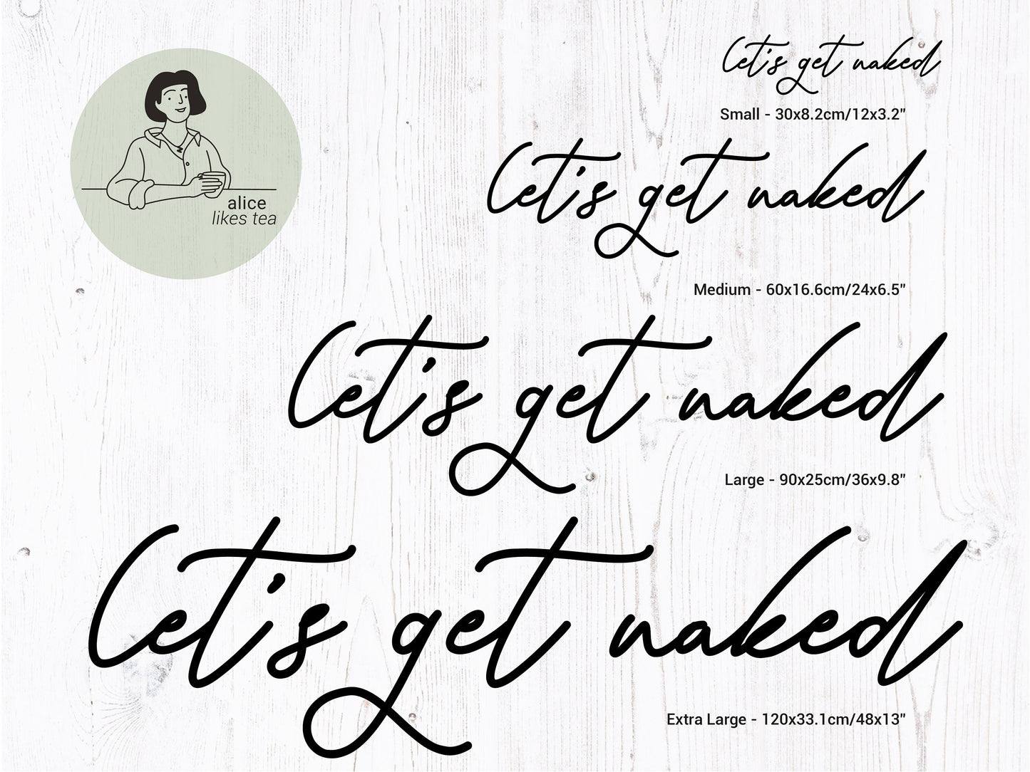 let's get naked - Wooden Word Art - Calligraphy - Perfect Gift - Bathroom Decor